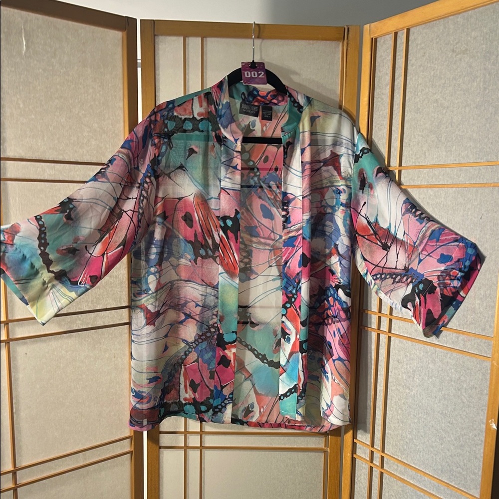 Chico's Multicolor Abstract Kimono